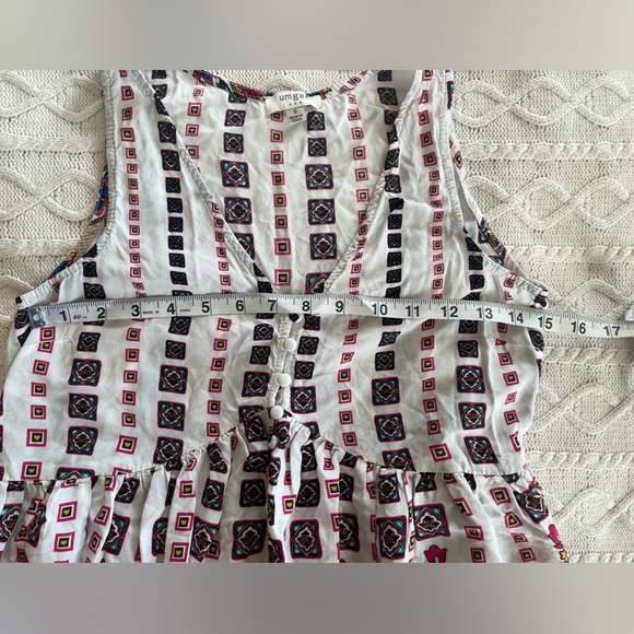 Umgee Rich White Vibrant Patterned Sundress Women’s Size Small - Picture 12 of 13